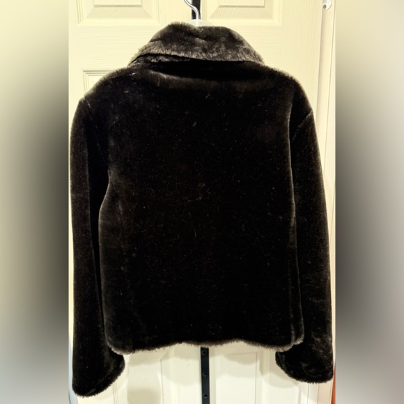 Kenneth Cole Dark Brown Faux Fur Teddy Jacket - Picture 4 of 6